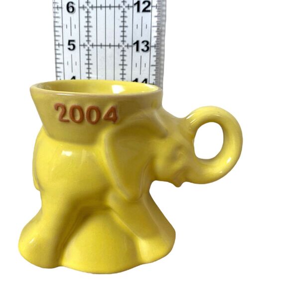 Frankoma 2004 GOP Elephant Mug – Yellow Political Collectible 7 oz - Picture 4 of 6